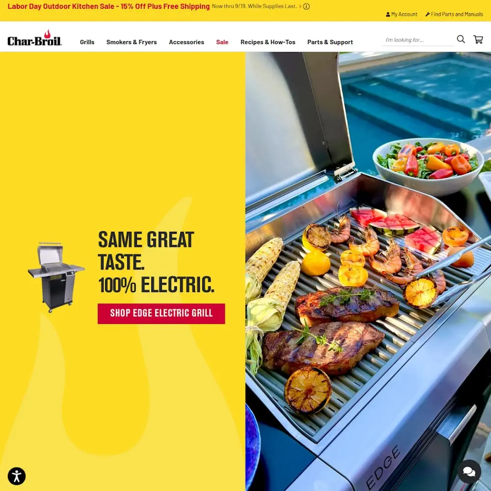 CharBroil website after feature implementations and redesign.